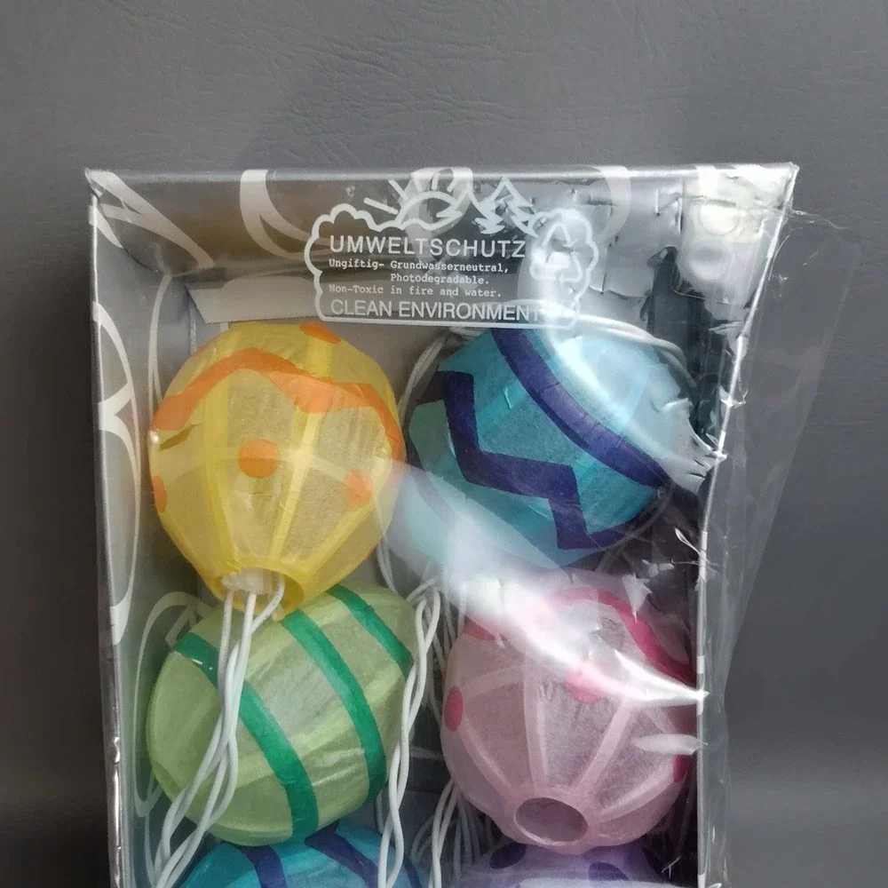Department 56 Easter Egg String Of Lights Paper Egg Lanterns Set of 10 USED READ